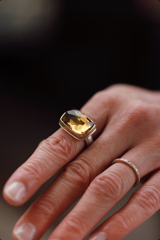 Jamie Joseph Rectangular Citrine Ring Size 8