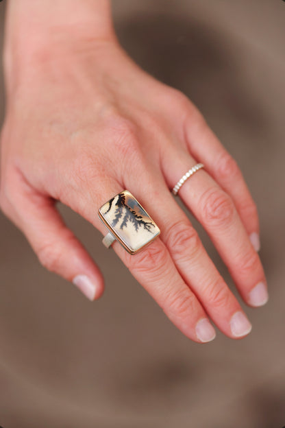 Jamie Joseph - Dendritic Agate Rectangular Ring Size 7.75