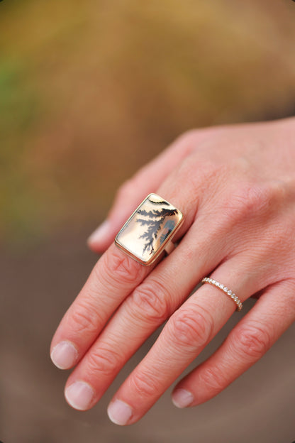 Jamie Joseph - Dendritic Agate Rectangular Ring Size 7.75