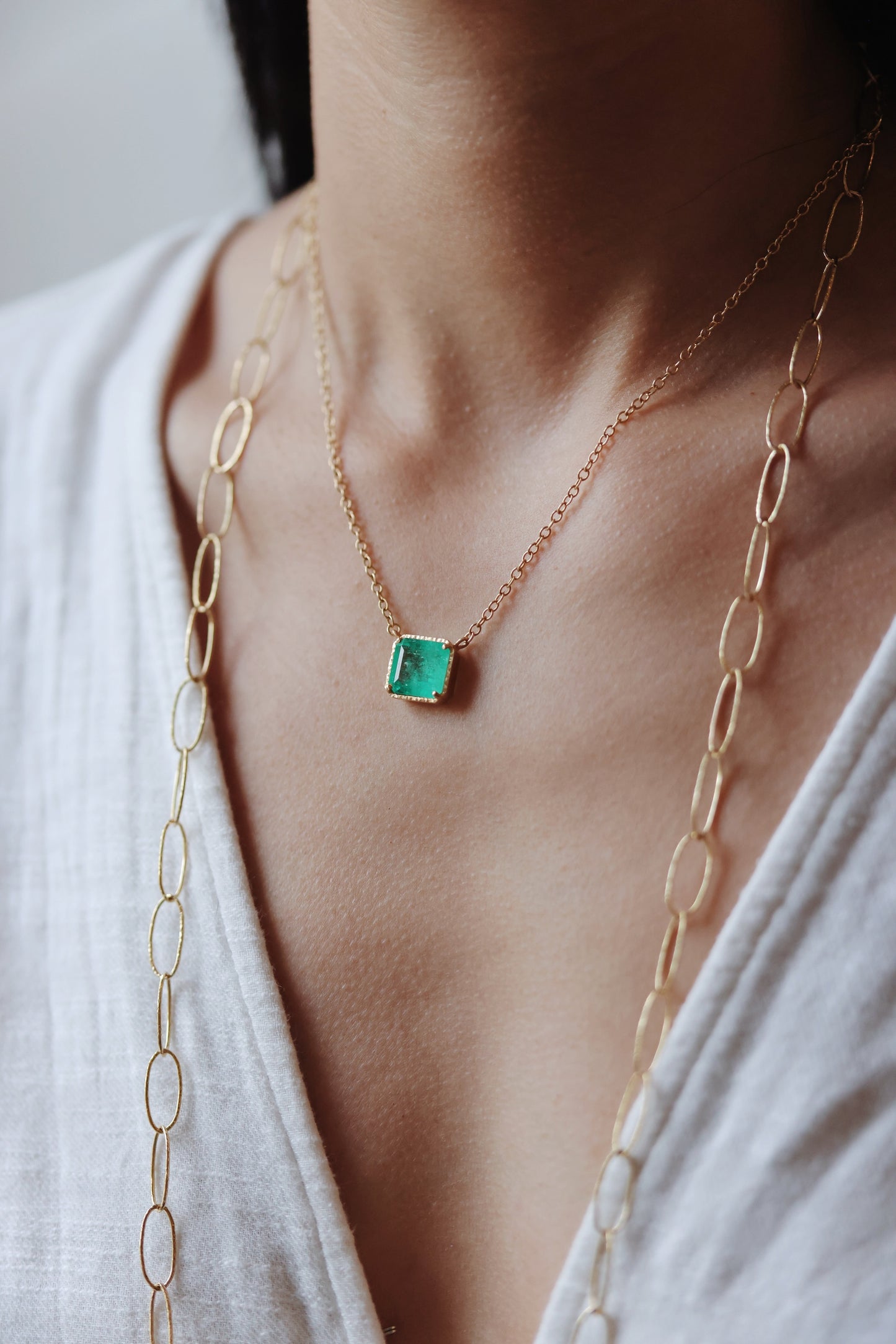 Yasuko Azuma - Colombian Emerald Necklace, 16.5”