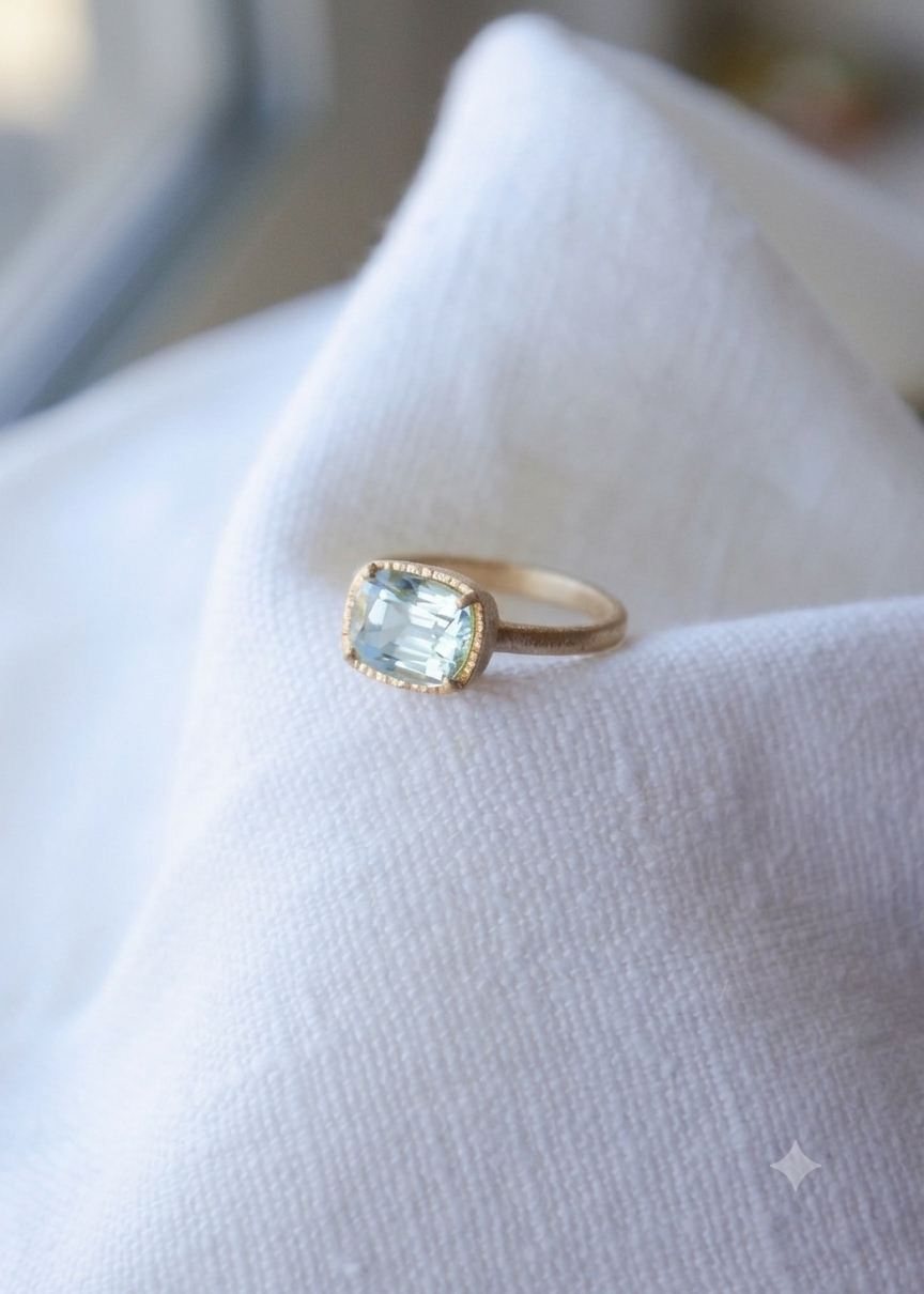 Yasuko Azuma - 3.19ct Mint Green Tourmaline one of a kind ring - size 6.5 to 6.75