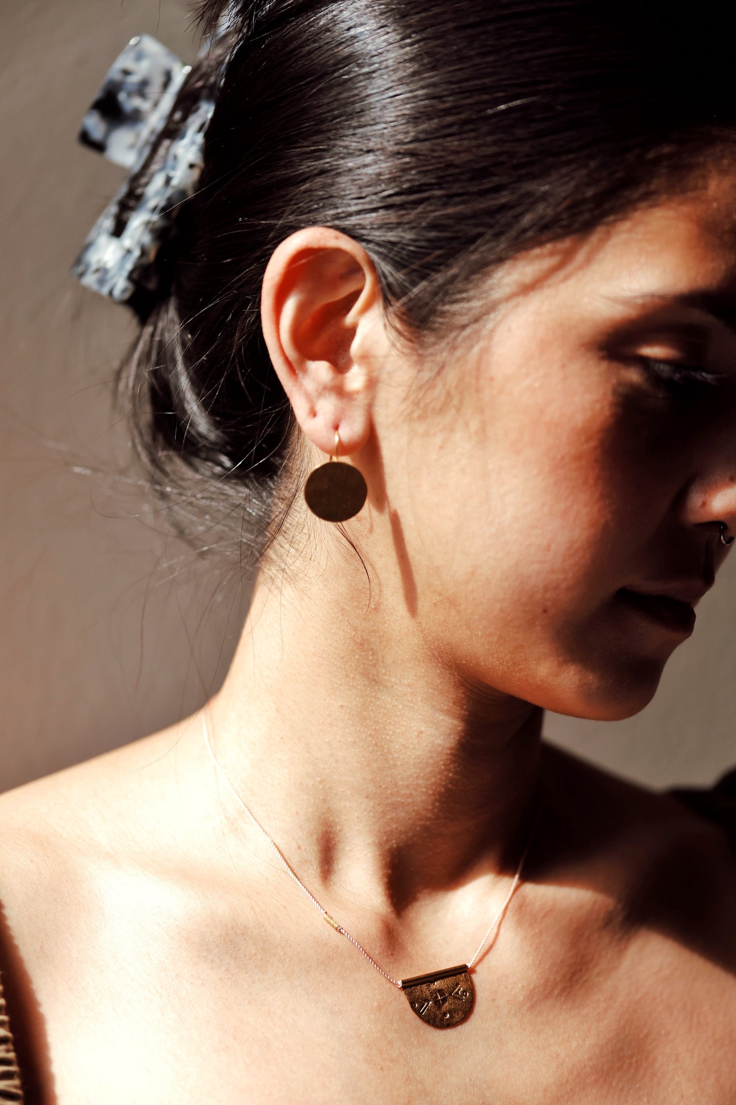 River Song - Handcut Golden Coin Earrings