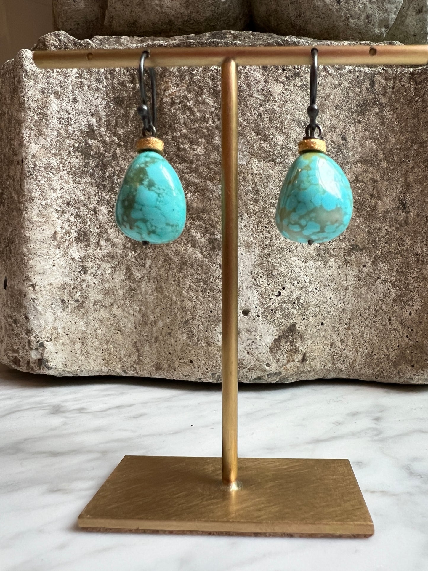 River Song - Polished Nevada Turquoise Earrings