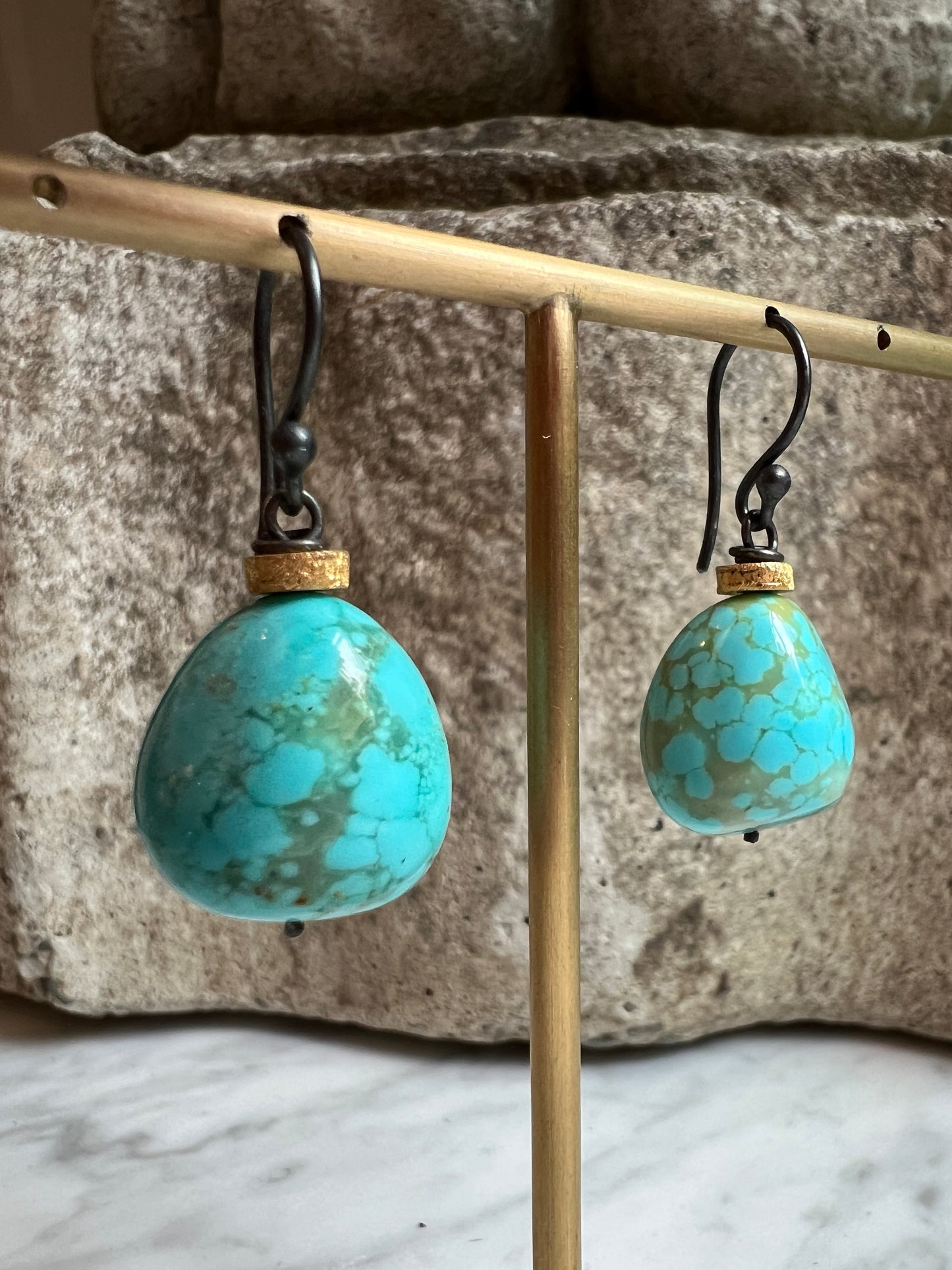 River Song - Polished Nevada Turquoise Earrings