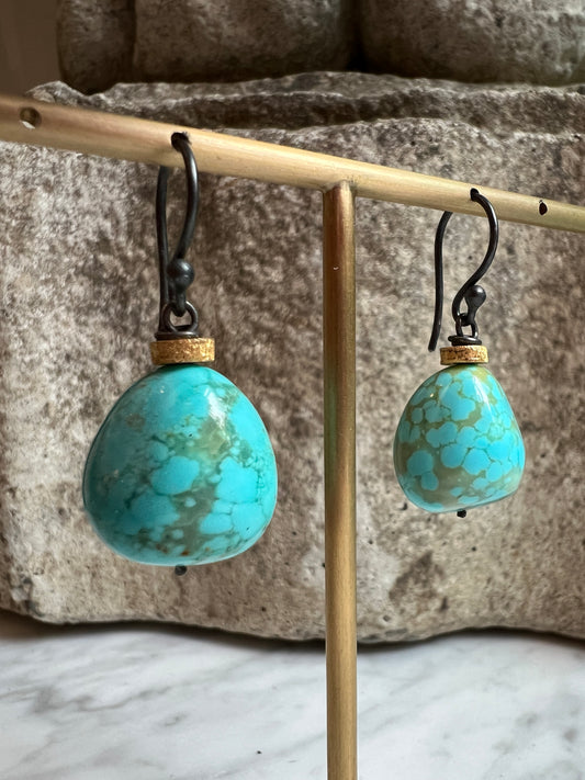 River Song - Polished Nevada Turquoise Earrings