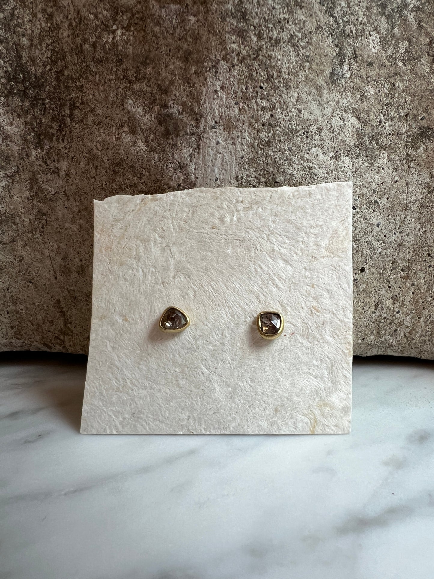 River Song - Faceted Champagne Diamond Studs - 24k gold vermeil (over sterling silver)