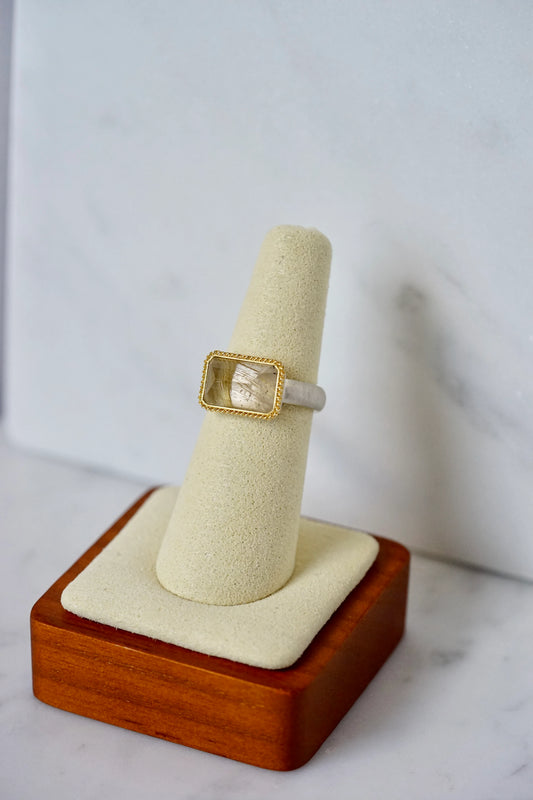 Amali - Mixed Metal Rutilated Quartz Ring - Size 7