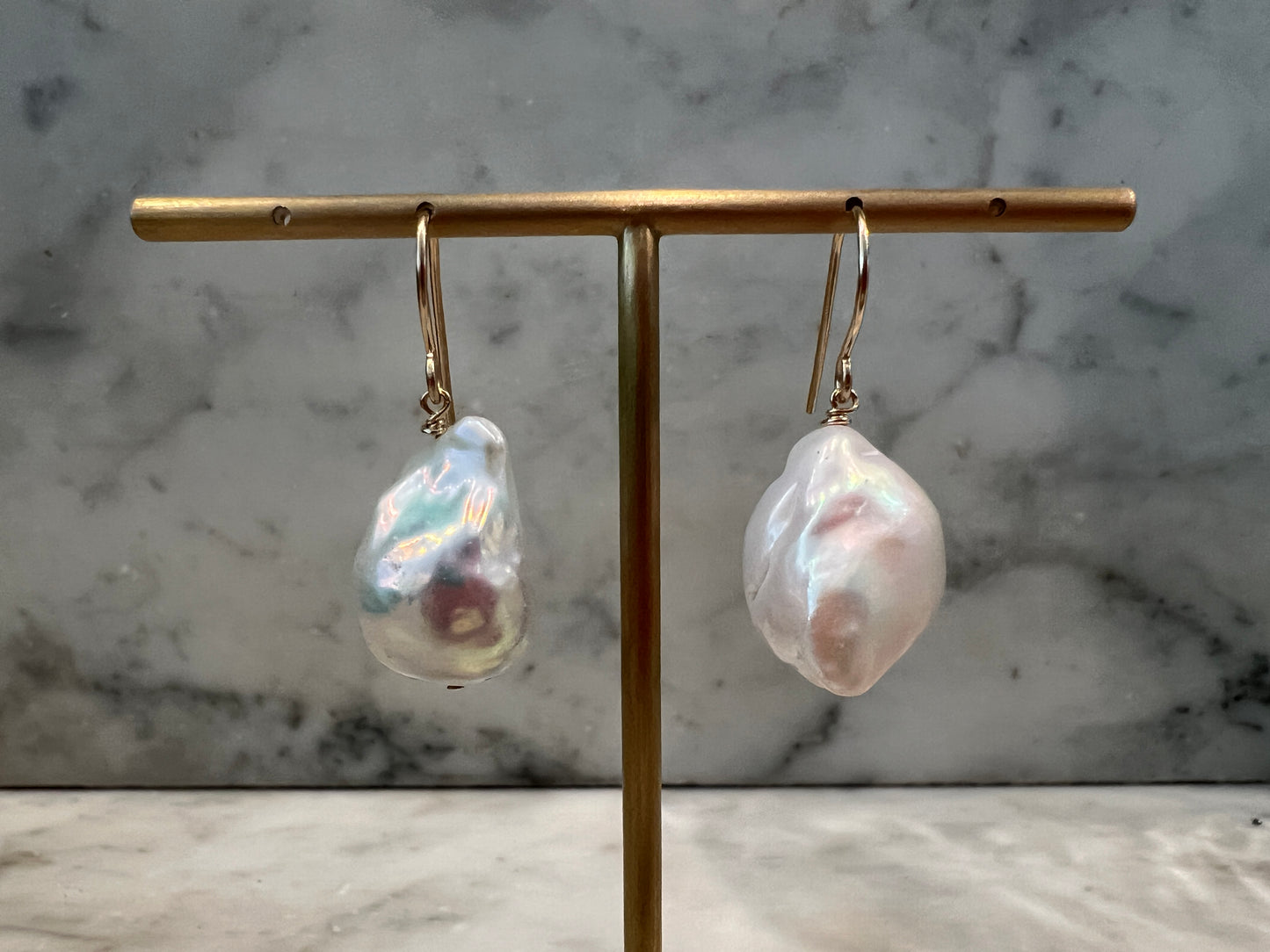 Rock Stella - Assortment of Freshwater Cultured Pearl Earrings on gold and silver fill hammered earrwires -