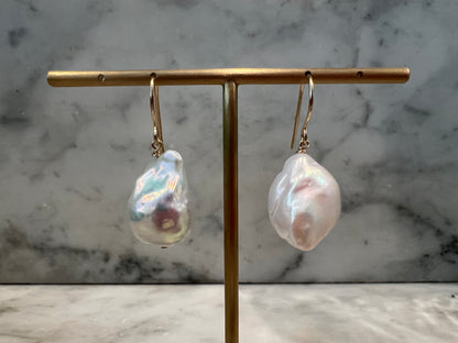 Rock Stella - Assortment of Freshwater Cultured Pearl Earrings on gold and silver fill hammered earrwires -
