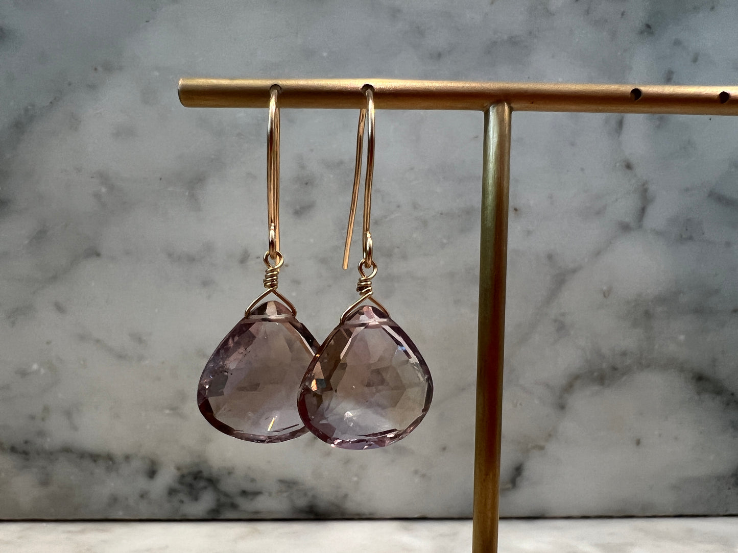 Rock Stella - Ametrine medium drops on hammered gold-fill simple wires