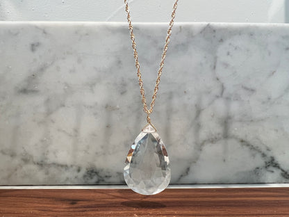 Rock Stella - Clear Quartz with 2nd stone ballast necklace 14K gold fill chain
