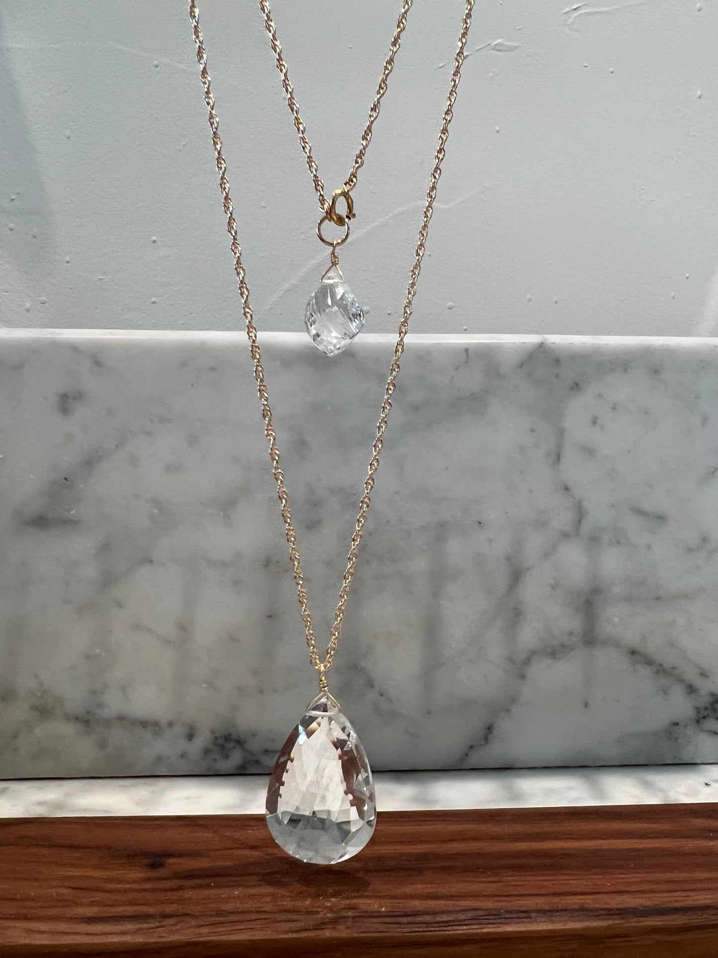 Rock Stella - Freshwater Cultured Pearl with 2nd pearl ballast necklace 14K gold fill chain