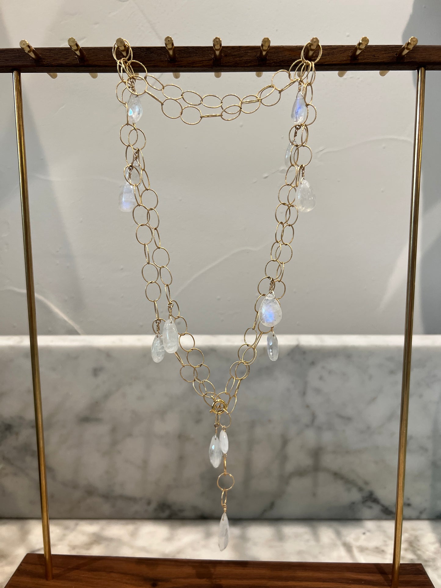Rock Stella - Rainbow Moonstone Multistone Lariat Necklace