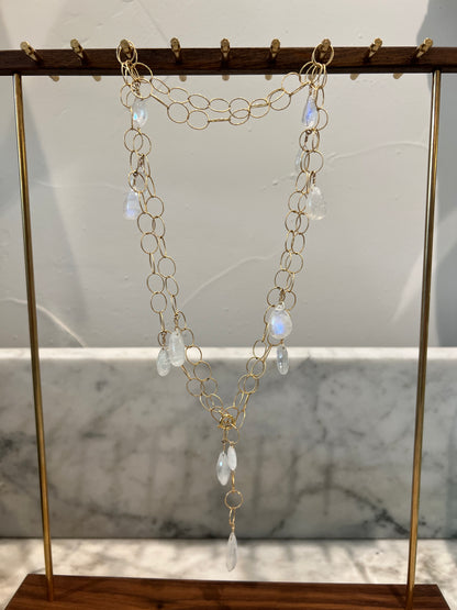 Rock Stella - Rainbow Moonstone Multistone Lariat Necklace