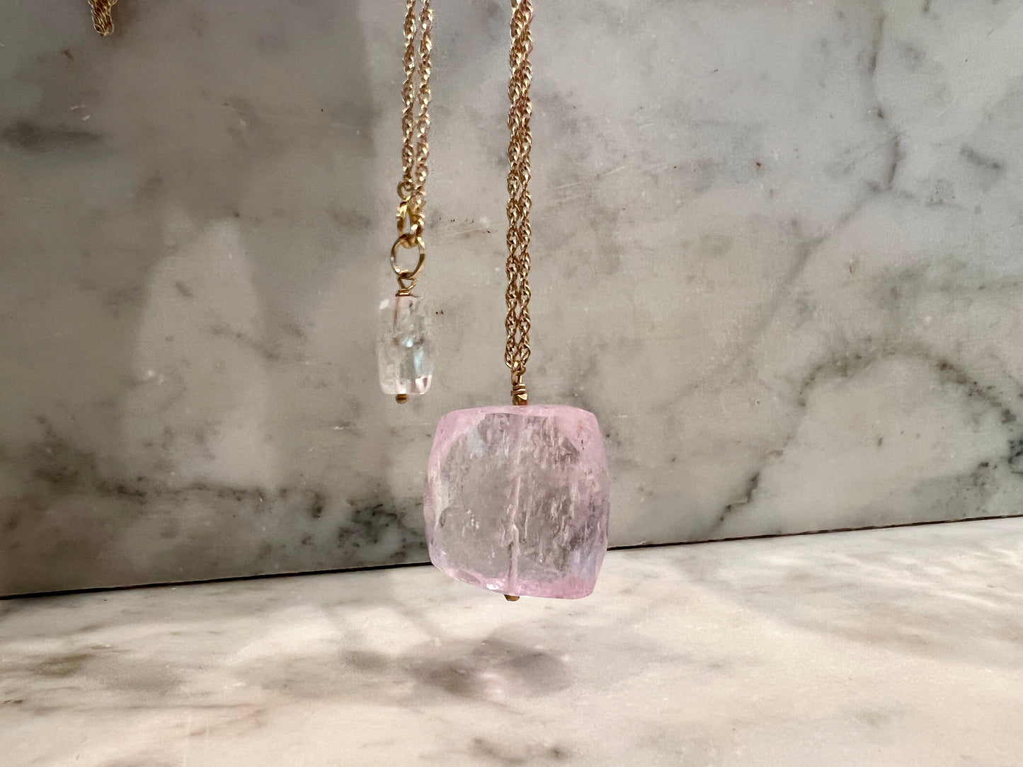Rock Stella - Kunzite square drop ballast necklace