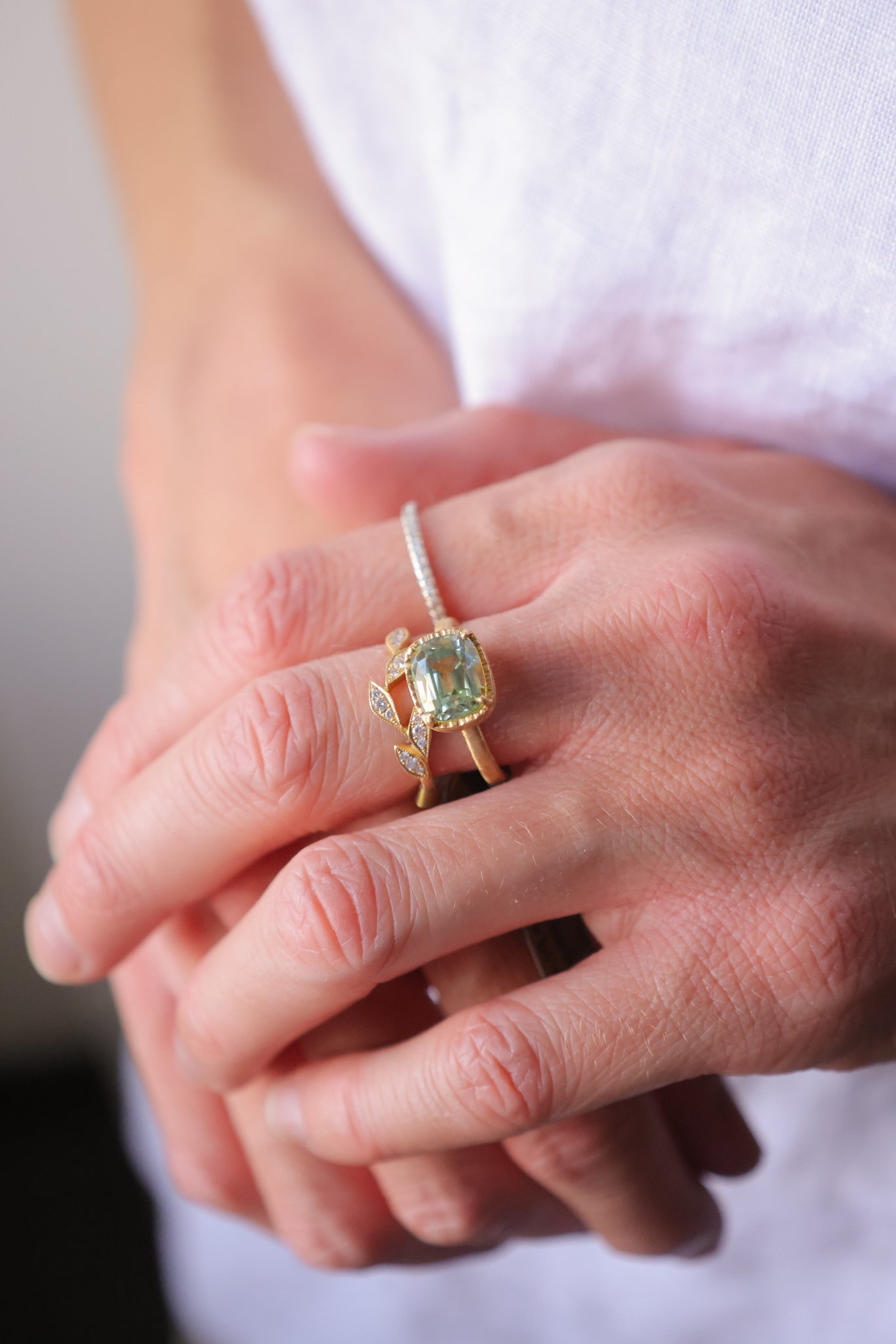 Yasuko Azuma - 3.19ct Mint Green Tourmaline one of a kind ring - size 6.5 to 6.75