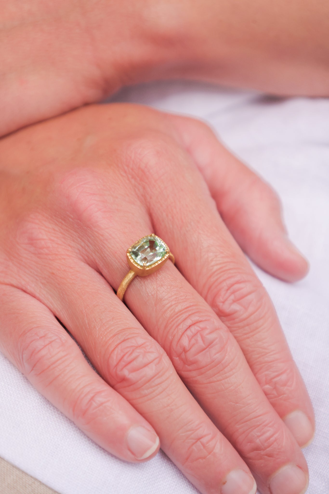 Yasuko Azuma - 3.19ct Mint Green Tourmaline one of a kind ring - size 6.5 to 6.75