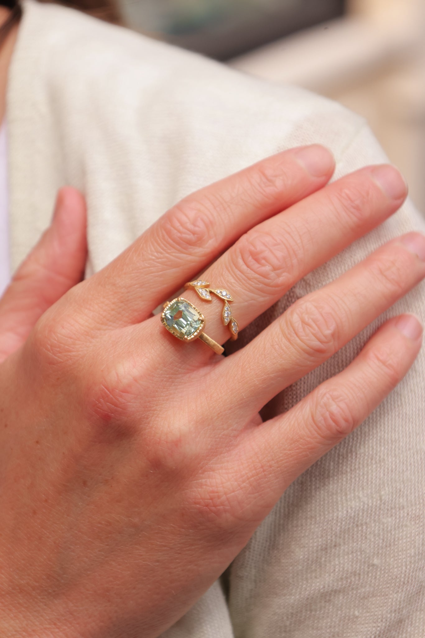 Yasuko Azuma - 3.19ct Mint Green Tourmaline one of a kind ring - size 6.5 to 6.75