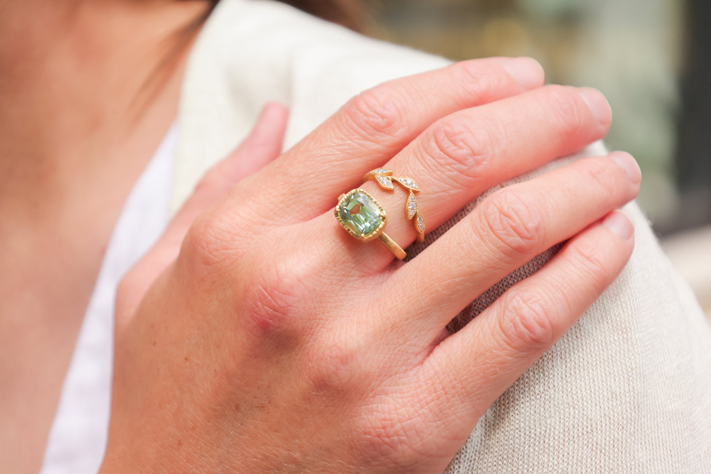 Yasuko Azuma - 3.19ct Mint Green Tourmaline one of a kind ring - size 6.5 to 6.75