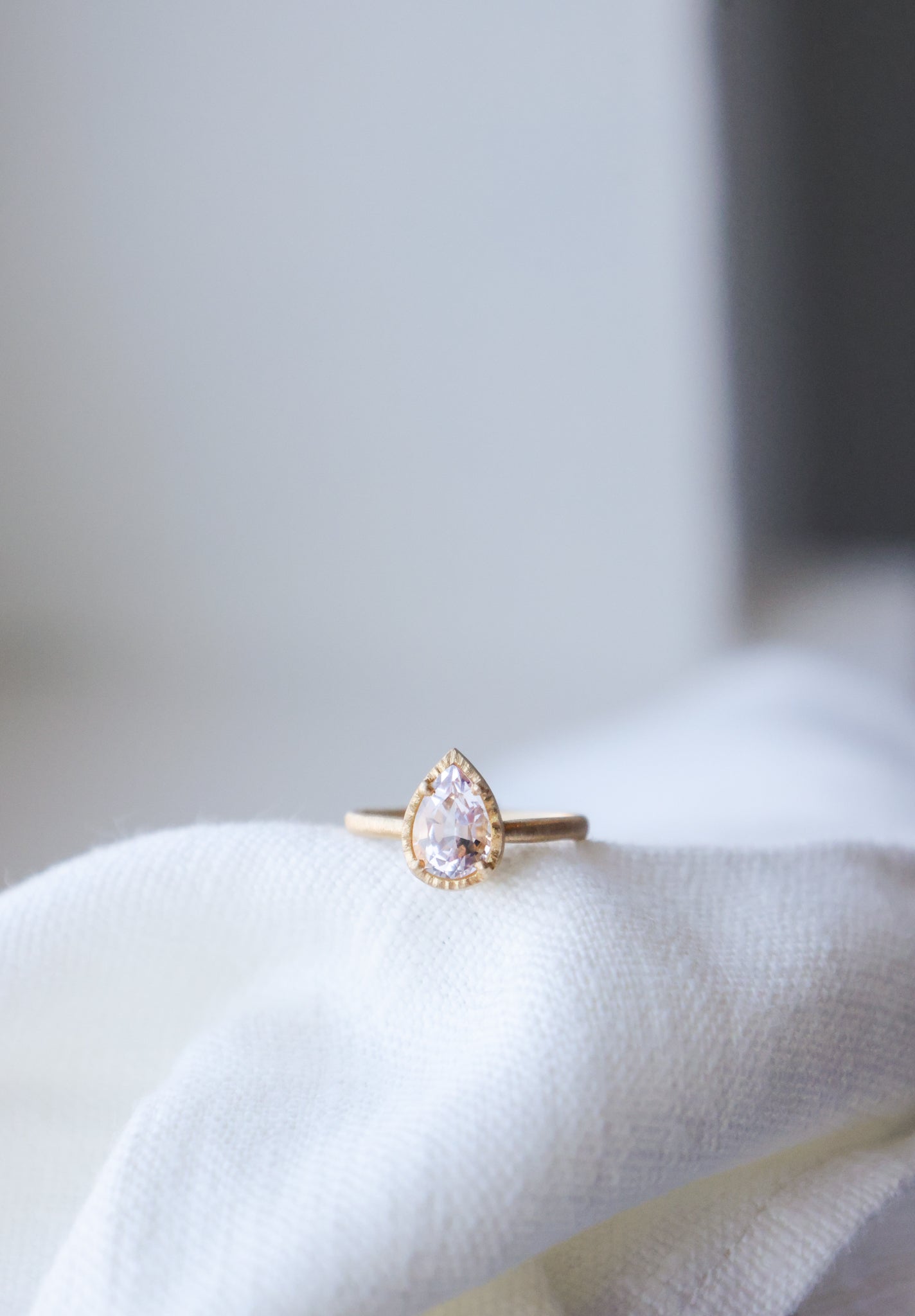 Yasuko Azuma - Tear Drop 1.36ct Morganite Ring - Size 6.5