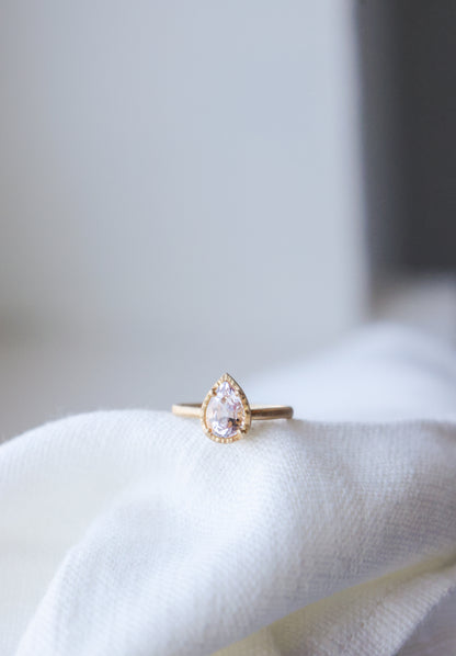 Yasuko Azuma - Tear Drop 1.36ct Morganite Ring - Size 6.5