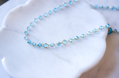 Amali - Woven London Blue Topaz in 18k gold 16-18"