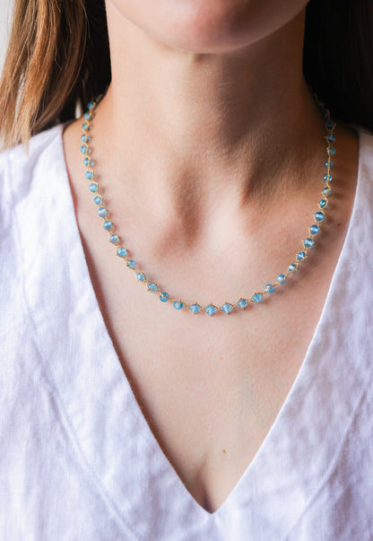 Amali - Woven London Blue Topaz in 18k gold 16-18"