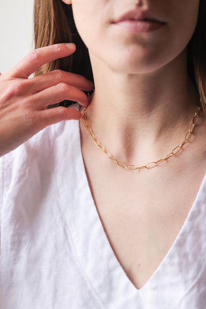 Yasuko Azuma - Handmade 18ky gold textured chain necklace - 16"