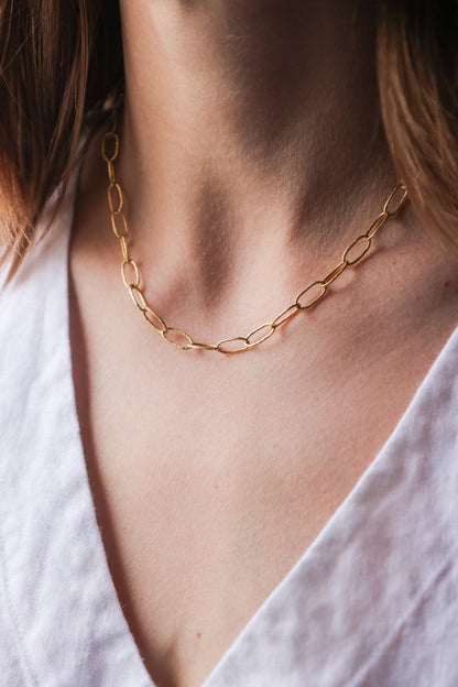 Yasuko Azuma - Handmade 18ky gold textured chain necklace - 16"