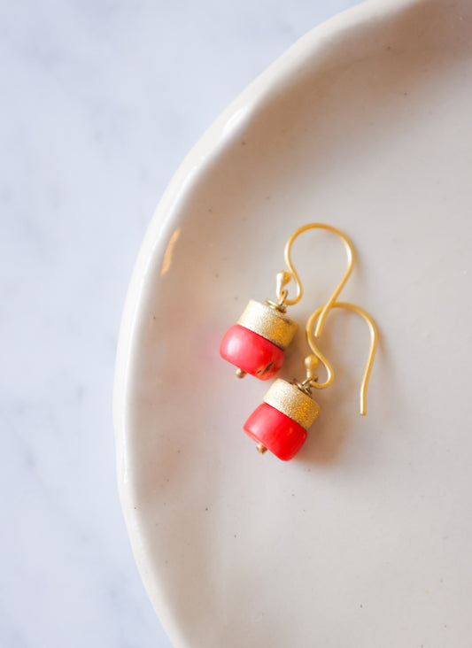 River Song - Antique Pink Coral Lantern Earrings
