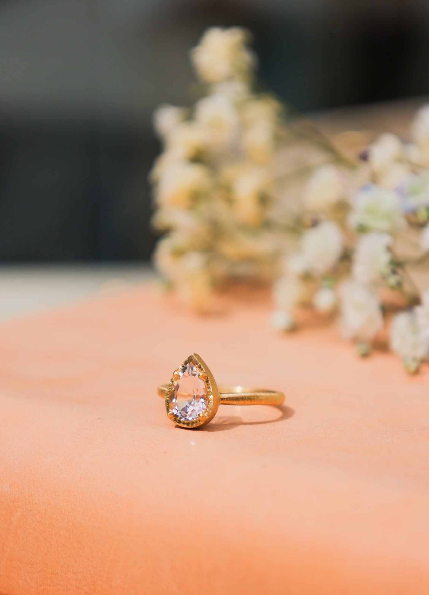 Yasuko Azuma - Tear Drop 1.36ct Morganite Ring - Size 6.5