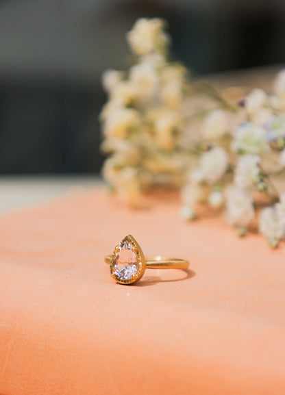 Yasuko Azuma - Tear Drop 1.36ct Morganite Ring - Size 6.5