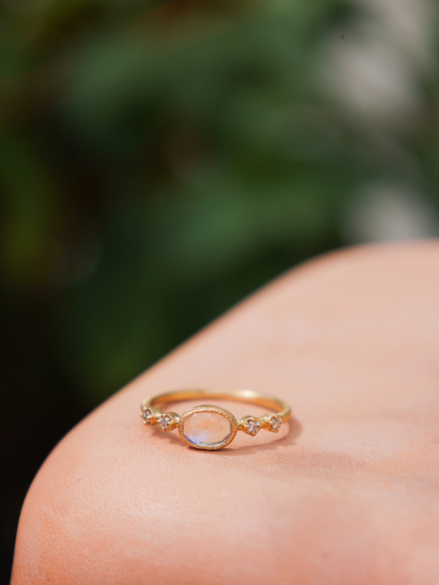 Yasuko Azuma - Small Oval Moonstone Muget Ring - size 6.5
