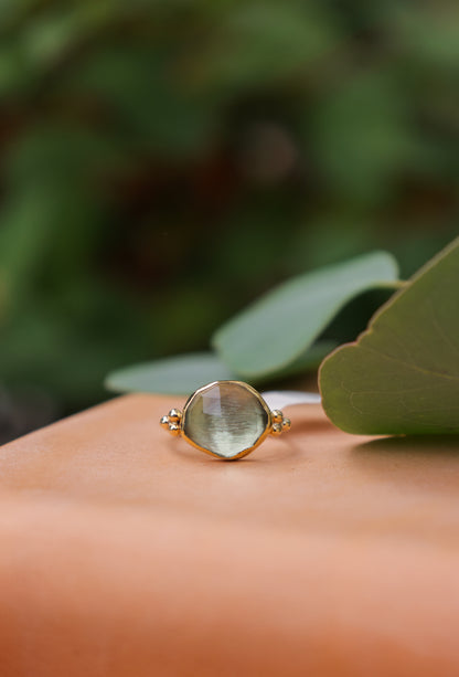 14k Green Amethyst Ring