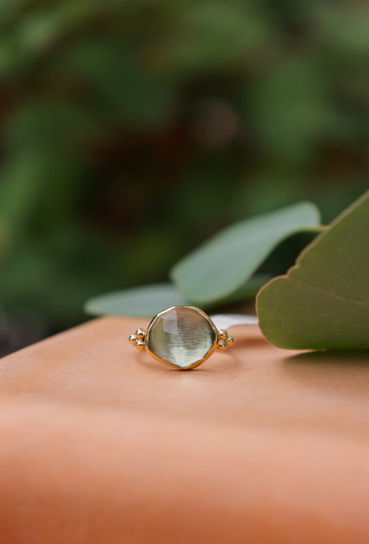 14k Green Amethyst Ring