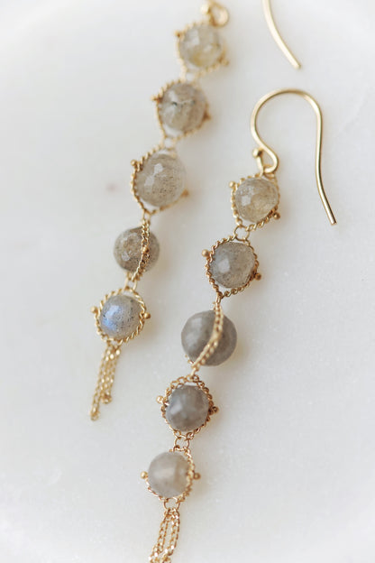 Amali - Graduated Textile Labradorite Earrings