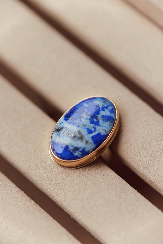 Jamie Joseph - Large Vertical Oval Lapis Ring Size 7.25