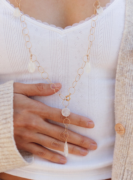 Rock Stella - Rainbow Moonstone Multistone Lariat Necklace