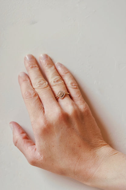 Jamie Joseph Gold - Yellow Gold Octohedron Bezelled Solitaire Diamond with Halo Ring