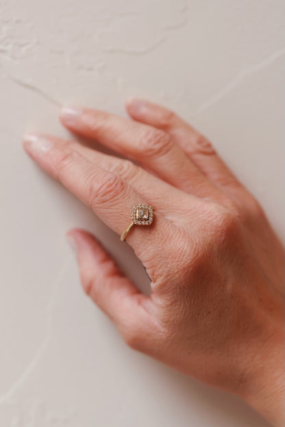 Jamie Joseph Gold - Yellow Gold Octohedron Bezelled Solitaire Diamond with Halo Ring