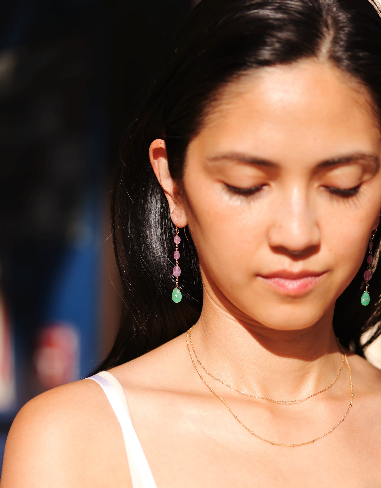 Rock Stella - Pink Sapphire triple drop earrings