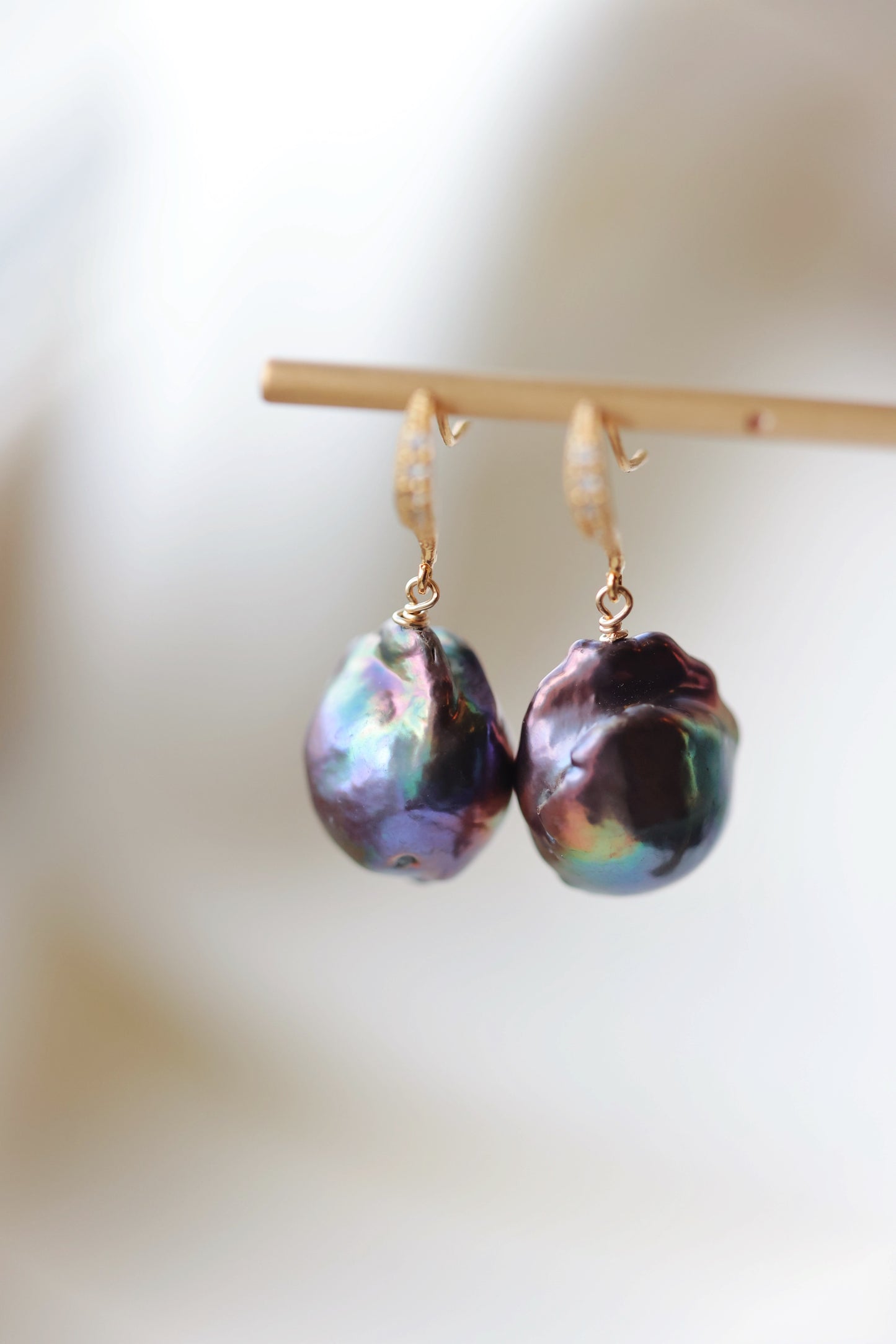 Rock Stella - Assortment of Freshwater Cultured Pearl Earrings on gold and silver fill hammered earrwires -