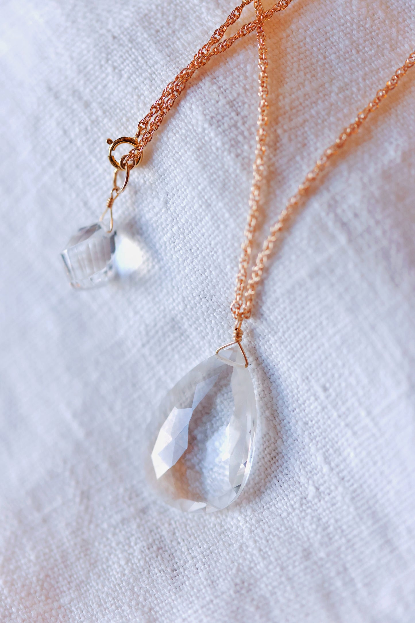 Rock Stella - Clear Quartz with 2nd stone ballast necklace 14K gold fill chain