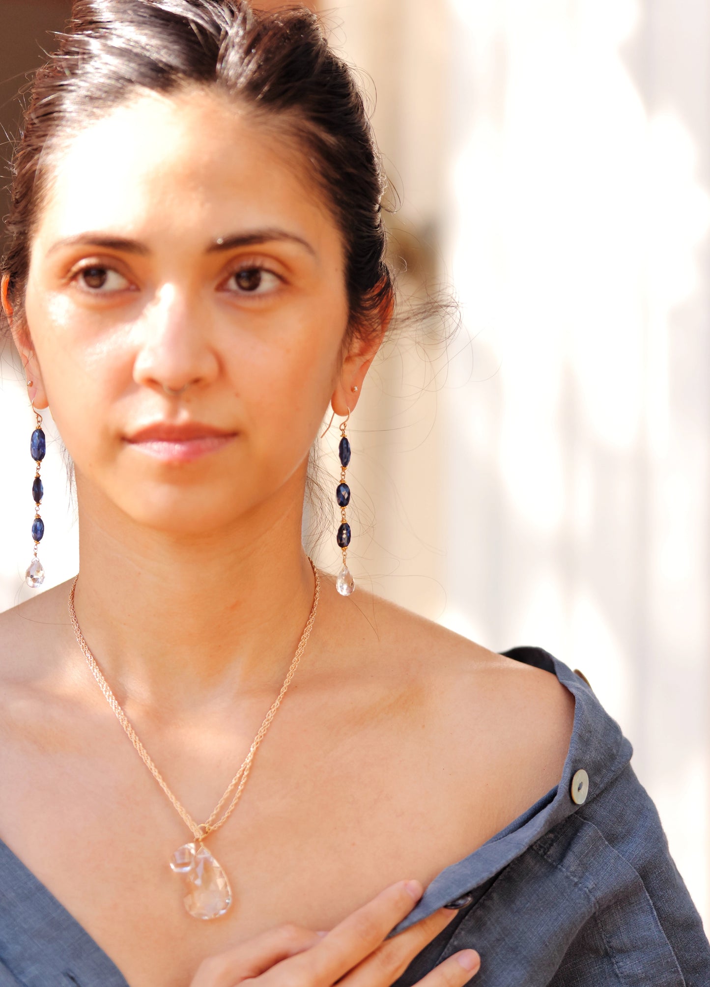 Rock Stella - Kyanite triple drop earrings