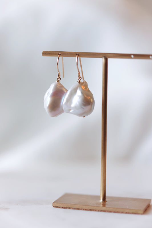 Rock Stella - Assortment of Freshwater Cultured Pearl Earrings on gold and silver fill hammered earrwires -