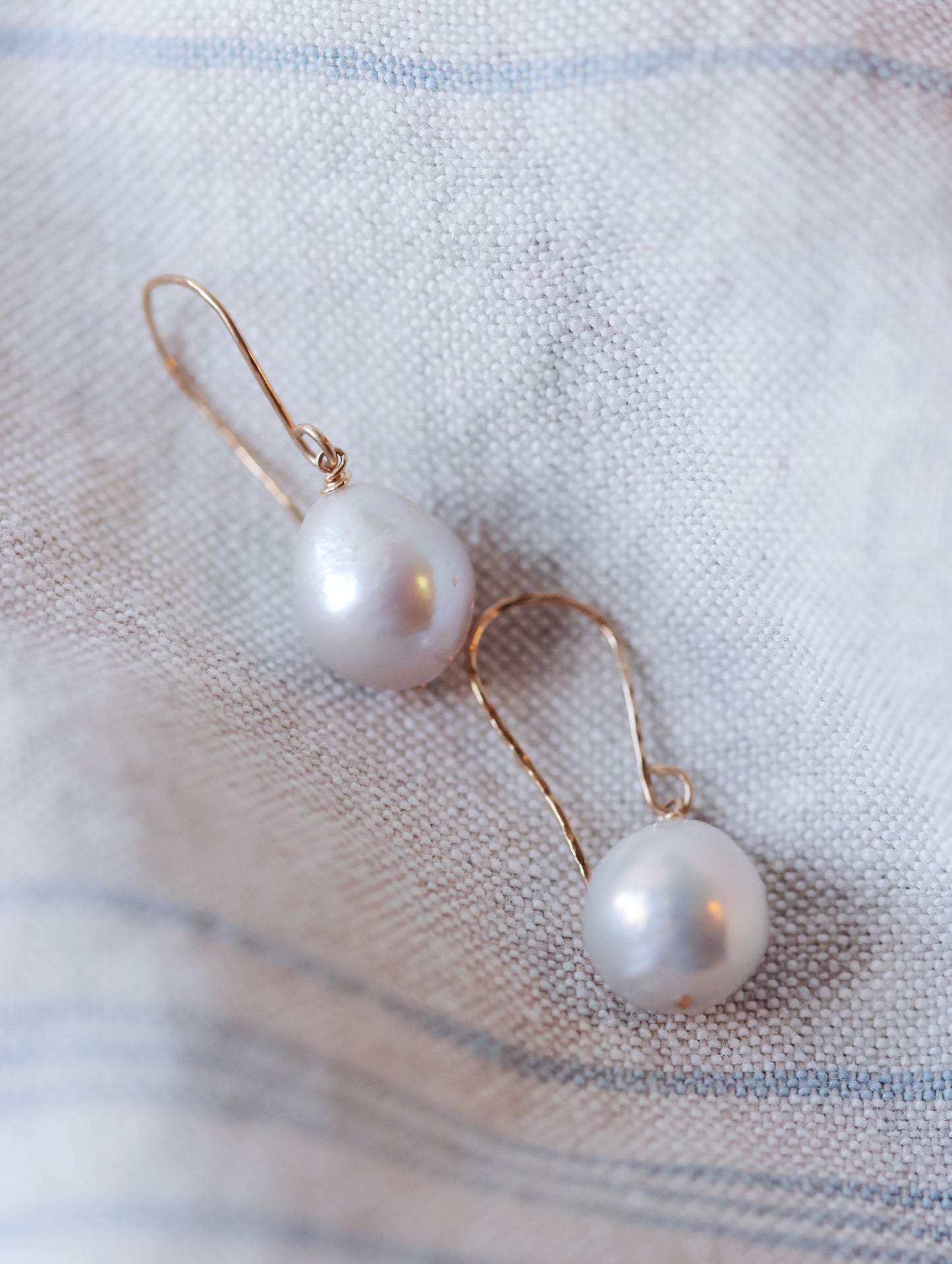 Rock Stella - Assortment of Freshwater Cultured Pearl Earrings on gold and silver fill hammered earrwires -