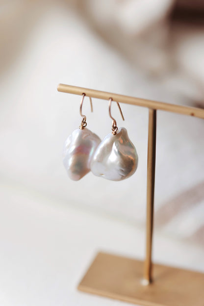 Rock Stella - Assortment of Freshwater Cultured Pearl Earrings on gold and silver fill hammered earrwires -