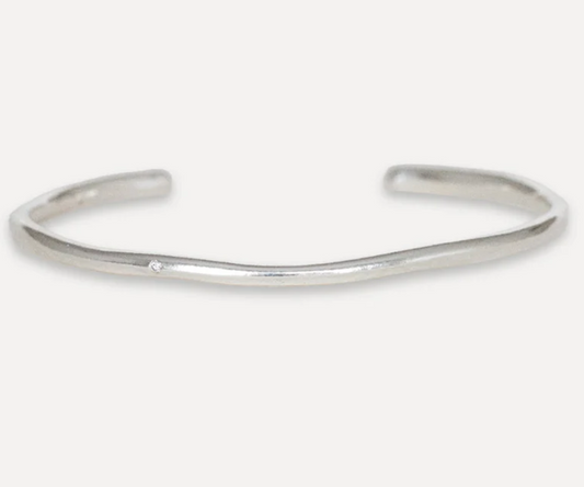 Lulu Designs - Shoreline Diamond Cuff - Sterling Silver w/ 1 diamond