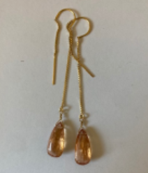 Rock Stella - Imperial Topaz drops on long pull through gold fill ear wires