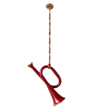 Maileg - Metal ornament, Trumpet - Red